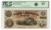 Missouri Defence Bond $1 Note - PCGS CU 63