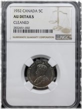 Vintage Canadian Nickel - 1932 Cleaned-AU Details