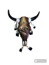 Sun Worship Hand-Painted Southwest Cow Skull