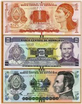 Honduran Lempira Banknote Set, 2016-2019, Uncirculated Condition