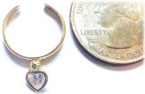 Golden Heart Toe Ring with Cubic Zirconia Dangle