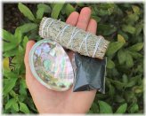 Harmony Bundle: Blue Sage, Mini Abalone Shell, Black Salt & Smudgions