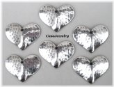 Antiqued Sterling Silver Heart Findings - Set of 6