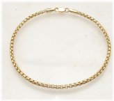 14K Yellow Gold Round Box Chain Anklet