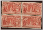 Columbian High Value Mint Block of 4 Stamps