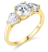Golden Heart Three-Stone Diamond Ring