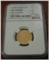 Chile 1895 Gold 10 Pesos NGC UNC Details One Year Type
