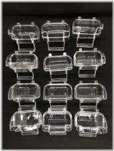 Aviary Assortment: 12 Clear Acrylic Feeders with Perches and Hopper Covers