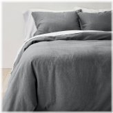 Dark Gray Linen Blend Duvet Cover & Sham Set