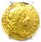 Charles II Gold Guinea Coin - 1679 PCGS VF Details