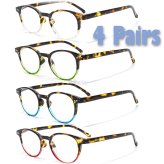 Horned Rim Spring Hinge Reading Glasses Set