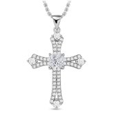 Divine Sparkle Pendant for Women - Stainless Steel Cross with Cubic Zirconia