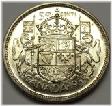 1955 Canadian Silver Half Dollar Coin