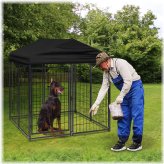 Roofed Canine Haven: 8-Panel Heavy Duty Outdoor Playpen