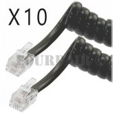 Coiled Connect: 10 Pack of 7ft Black Telephone Receiver Cords