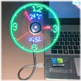 Silver Clock Fan with Real Time and Temperature Display