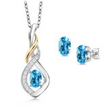 Swiss Blue Topaz and Lab Grown Diamond Duo