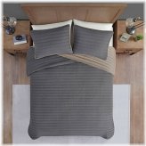 Ashton Crinkled Gray Quilt Set
