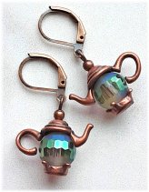 Copper Raindrop Crystal Artisan Earrings