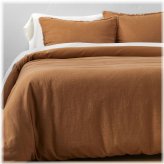 Warm Brown Linen Blend Duvet & Sham Set