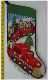 Woolen Toy Train Monogrammed Stocking - CRISTOBAL