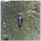 Dark Enamel Coffin Charms Set - 6 Metal Pendants, 1 Inch Size