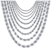 Rope Diamond Cut Chain Necklace in White Gold