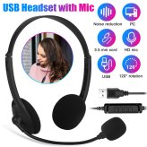 ClearVoice USB Headset with Noise Cancelling Microphone for Computer Calls and Chats