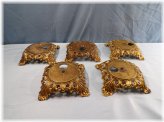 Antique Brass Finish Ornate Cast Metal Lamp Bases - Set of 5