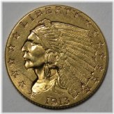 1913 Incuse Indian Head Gold Quarter Eagle with Scratched Obverse