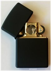 Black Matte Zippo with Gold Pipe Insert