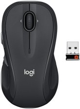 Sleek Gray Wireless Laser Mouse with Unifying Receiver