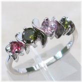 Rainbow Sterling Silver Ring in Multiple Stone Colors (Size 5-10)