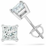 White Sapphire Princess Stud Earrings