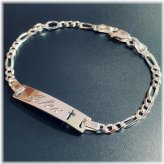 Figaro Cross Engraved Silver Bracelet for Children and Babies