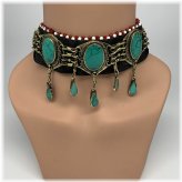 Turquoise Inlay Tribal Choker Necklace - 24" Length (B13)