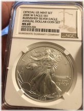 2008-W Burnished Silver Eagle Annual Set