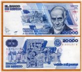 Mexico 1985 20,000 Pesos Banknote - P-91 AA-A Low Serial Number UNC