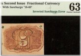 5 Cent Inverted Print Error Fractional Currency Postage Note