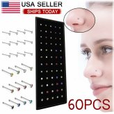 Stainless Steel Nose Studs Set - 60 Pieces