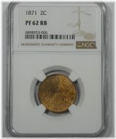 Civil War Era Two-Cent Coin in NGC Proof 62 Red Brown