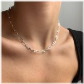 Silver Paperclip Link Chain Necklace