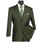 Olive Sharkskin Glen Plaid 3-Piece Suit