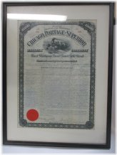 Chicago Portage & Superior Railway Company 1881 $1000 Bond Certificate" framed
