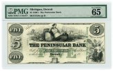 Peninsular Bank $5 Detroit Gem 65 EPQ