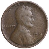 1914-S FULL DATE Lincoln Wheat Cent - CULL / AG / HOLE FILLER