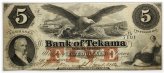Tekama Burt County Nebraska $5 Obsolete Note (1857)