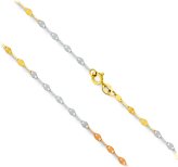 Tri Color Gold Mirror Cable Anklet