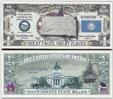 South Dakota State Bill Bundle with Map, Seal, Flag, and Capitol Design