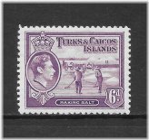 Turks & Caicos Rose Violet King George VI Stamp